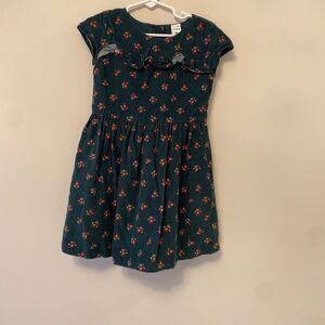 Toddler girls green and red corduroy dress